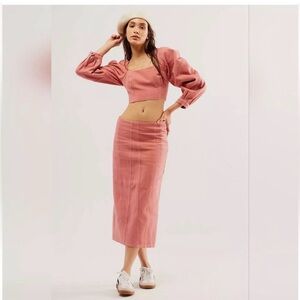 Pink Free People Marley Denim Set. New with tags